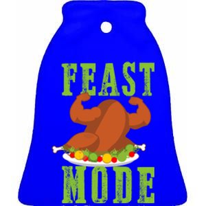 Feast Mode Turkey Flex Funny Thanksgiving Gift Gift Ceramic Bell Ornament