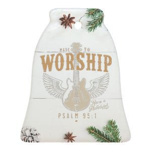 Funny Made To Worship Psalm 95 1 Guitar Ceramic Bell Ornament