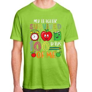 Funny My Teacher Survived 100 Days Of Me Adult ChromaSoft Performance T-Shirt