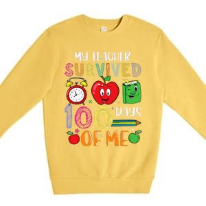 Funny My Teacher Survived 100 Days Of Me Premium Crewneck Sweatshirt