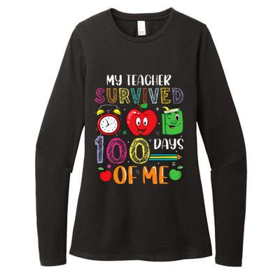 Funny My Teacher Survived 100 Days Of Me Womens CVC Long Sleeve Shirt