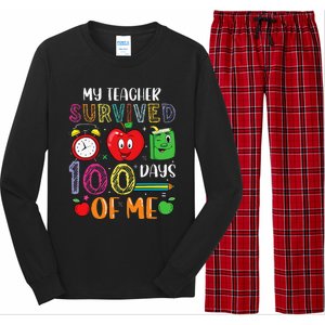 Funny My Teacher Survived 100 Days Of Me Long Sleeve Pajama Set