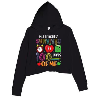 Funny My Teacher Survived 100 Days Of Me Crop Fleece Hoodie