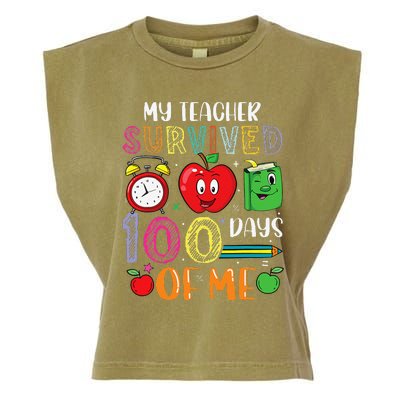 Funny My Teacher Survived 100 Days Of Me Garment-Dyed Women's Muscle Tee