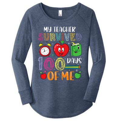 Funny My Teacher Survived 100 Days Of Me Women's Perfect Tri Tunic Long Sleeve Shirt