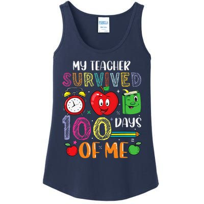 Funny My Teacher Survived 100 Days Of Me Ladies Essential Tank