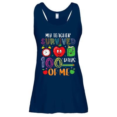 Funny My Teacher Survived 100 Days Of Me Ladies Essential Flowy Tank