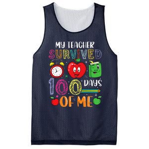 Funny My Teacher Survived 100 Days Of Me Mesh Reversible Basketball Jersey Tank