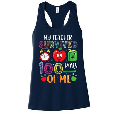 Funny My Teacher Survived 100 Days Of Me Women's Racerback Tank