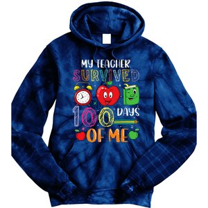 Funny My Teacher Survived 100 Days Of Me Tie Dye Hoodie