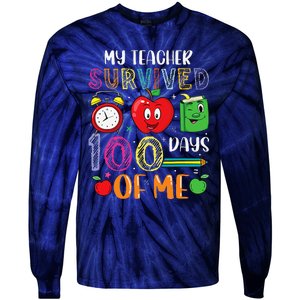 Funny My Teacher Survived 100 Days Of Me Tie-Dye Long Sleeve Shirt