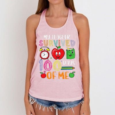 Funny My Teacher Survived 100 Days Of Me Women's Knotted Racerback Tank