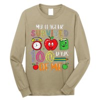 Funny My Teacher Survived 100 Days Of Me Long Sleeve Shirt