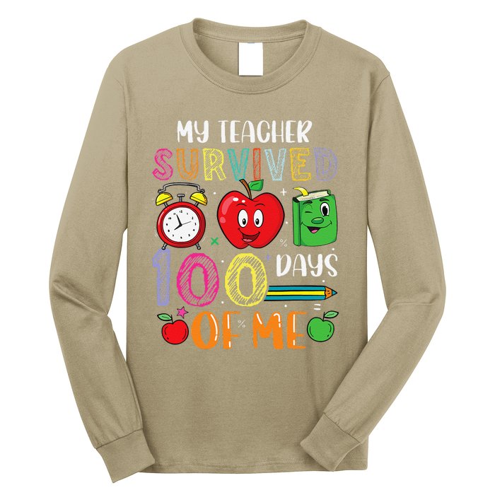 Funny My Teacher Survived 100 Days Of Me Long Sleeve Shirt