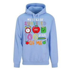 Funny My Teacher Survived 100 Days Of Me Unisex Surf Hoodie