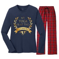 Funny My Toga Is At The Cleaners Party Women's Long Sleeve Flannel Pajama Set 