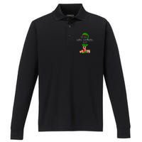 Family Matching The Wine Drinking Elf Christmas Performance Long Sleeve Polo