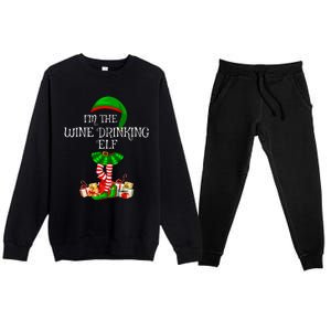 Family Matching The Wine Drinking Elf Christmas Premium Crewneck Sweatsuit Set