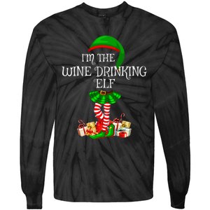 Family Matching The Wine Drinking Elf Christmas Tie-Dye Long Sleeve Shirt