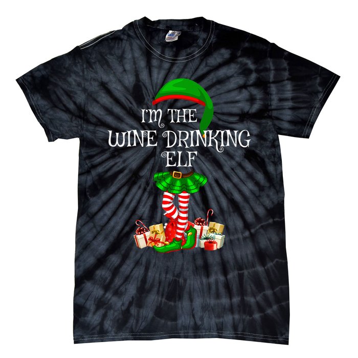 Family Matching The Wine Drinking Elf Christmas Tie-Dye T-Shirt