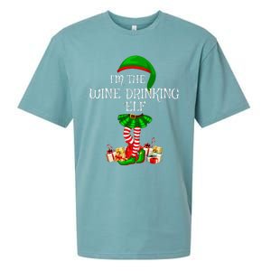 Family Matching The Wine Drinking Elf Christmas Sueded Cloud Jersey T-Shirt