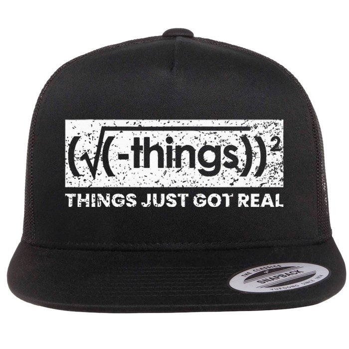 Funny Math Teacher Things Just Got Real Mathematics Nerd Flat Bill Trucker Hat