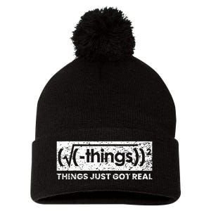 Funny Math Teacher Things Just Got Real Mathematics Nerd Pom Pom 12in Knit Beanie