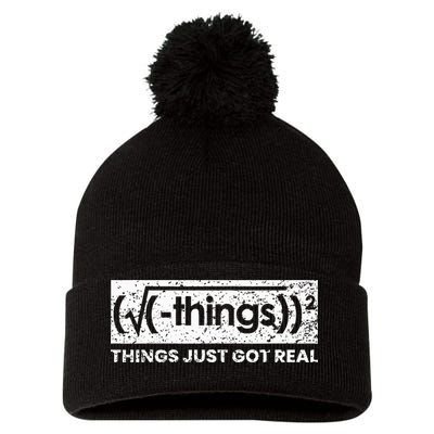 Funny Math Teacher Things Just Got Real Mathematics Nerd Pom Pom 12in Knit Beanie