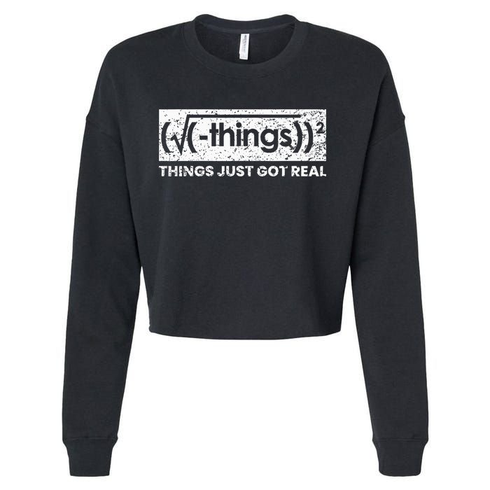 Funny Math Teacher Things Just Got Real Mathematics Nerd Cropped Pullover Crew