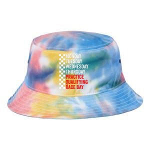 Funny Monday Tuesday Thursday Practice Qualifying Race Day Tie Dye Newport Bucket Hat