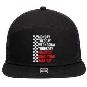 Funny Monday Tuesday Thursday Practice Qualifying Race Day 7 Panel Mesh Trucker Snapback Hat