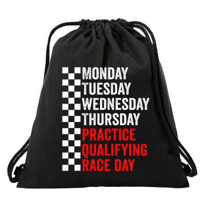 Funny Monday Tuesday Thursday Practice Qualifying Race Day Drawstring Bag