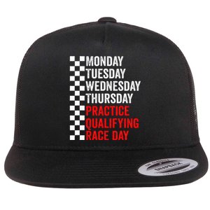 Funny Monday Tuesday Thursday Practice Qualifying Race Day Flat Bill Trucker Hat