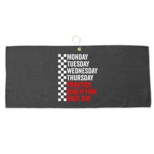 Funny Monday Tuesday Thursday Practice Qualifying Race Day Large Microfiber Waffle Golf Towel