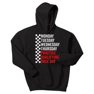 Funny Monday Tuesday Thursday Practice Qualifying Race Day Kids Hoodie