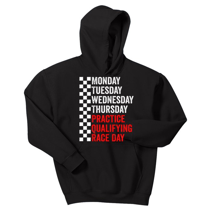 Funny Monday Tuesday Thursday Practice Qualifying Race Day Kids Hoodie