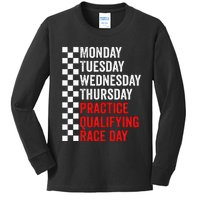 Funny Monday Tuesday Thursday Practice Qualifying Race Day Kids Long Sleeve Shirt