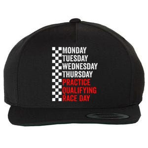 Funny Monday Tuesday Thursday Practice Qualifying Race Day Wool Snapback Cap