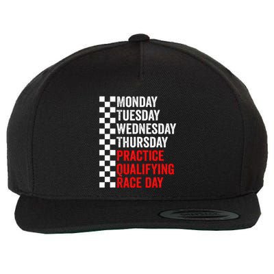 Funny Monday Tuesday Thursday Practice Qualifying Race Day Wool Snapback Cap