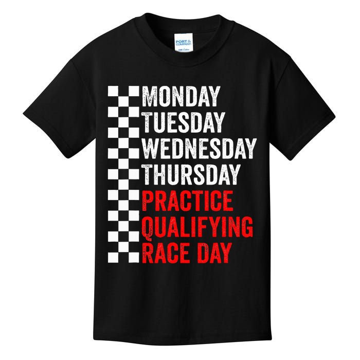 Funny Monday Tuesday Thursday Practice Qualifying Race Day Kids T-Shirt