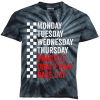 Funny Monday Tuesday Thursday Practice Qualifying Race Day Kids Tie-Dye T-Shirt