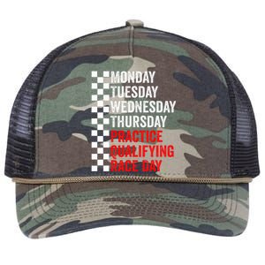 Funny Monday Tuesday Thursday Practice Qualifying Race Day Retro Rope Trucker Hat Cap