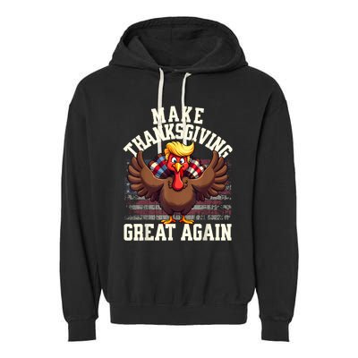 Funny Make Thanksgiving Great Again Turkey Garment-Dyed Fleece Hoodie