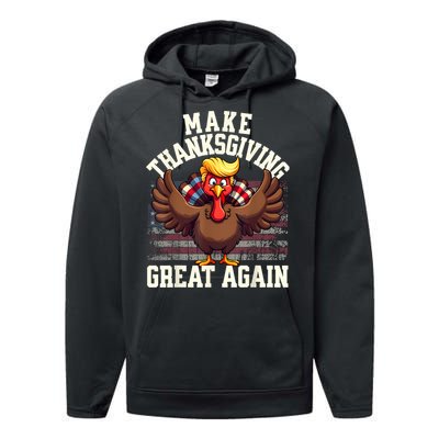 Funny Make Thanksgiving Great Again Turkey Performance Fleece Hoodie