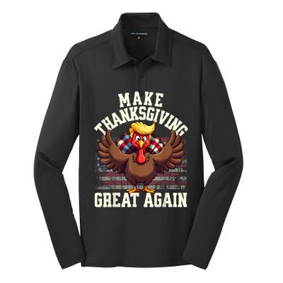 Funny Make Thanksgiving Great Again Turkey Silk Touch Performance Long Sleeve Polo