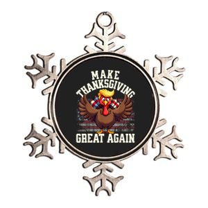 Funny Make Thanksgiving Great Again Turkey Metallic Star Ornament