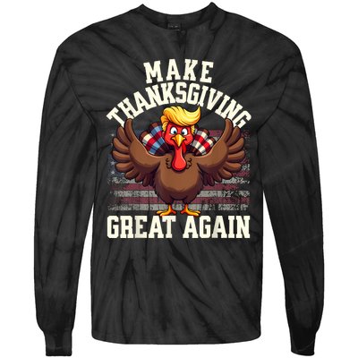 Funny Make Thanksgiving Great Again Turkey Tie-Dye Long Sleeve Shirt