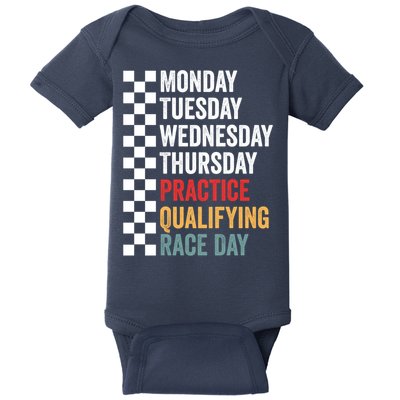 Funny Monday Tuesday Thursday Practice Qualifying Race Day Baby Bodysuit