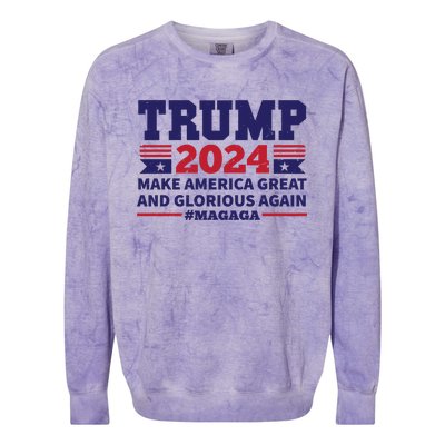 Funny MAGAGA Trump 2024 Make America Great And Glorious Again Colorblast Crewneck Sweatshirt