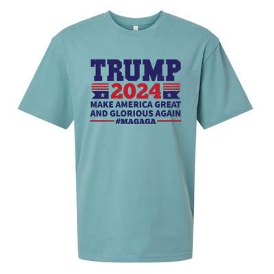 Funny MAGAGA Trump 2024 Make America Great And Glorious Again Sueded Cloud Jersey T-Shirt